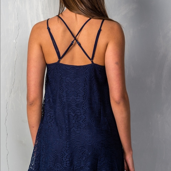 NEW Navy Blue Crotchet Lace Dress - Picture 4 of 4